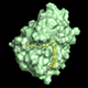 3D representation of the PETase enzyme.